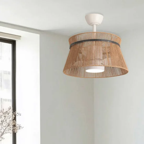 VENTILATORE DA SOFFITTO LED 18W 3000-6000K CON SCHERMO IN FILO DI CORDA MAKENA 2