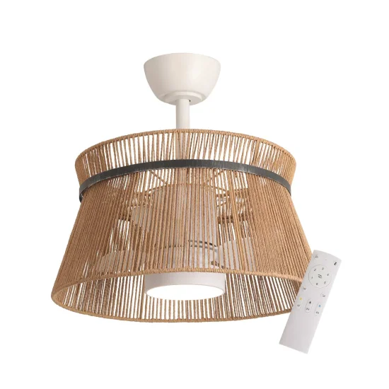 VENTILATORE DA SOFFITTO LED 18W 3000-6000K CON SCHERMO IN FILO DI CORDA MAKENA