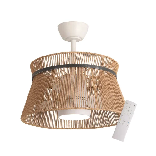 VENTILATORE DA SOFFITTO LED 18W 3000-6000K CON SCHERMO IN FILO DI CORDA MAKENA VENTILATORE DA SOFFITTO LED 18W 3000-6000K CON SCHERMO IN FILO DI CORDA MAKENA