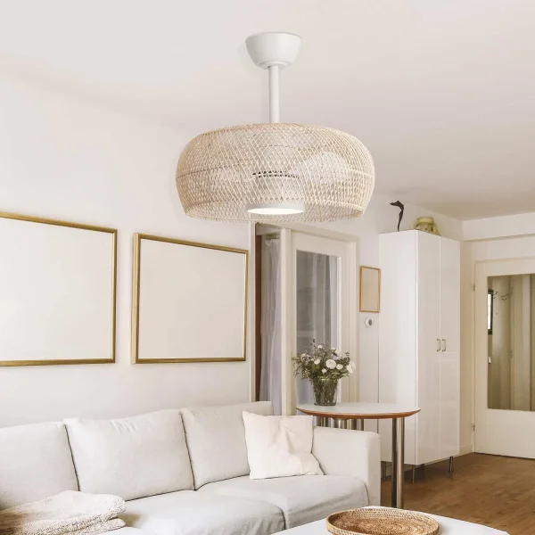 VENTILATORE DA SOFFITTO LED 18W 3000-6000K SCHERMO IN RATAN NATURALE KOLOA VENTILATORE DA SOFFITTO LED 18W 3000-6000K SCHERMO IN RATAN NATURALE KOLOA