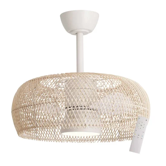VENTILATORE DA SOFFITTO LED 18W 3000-6000K SCHERMO IN RATAN NATURALE KOLOA