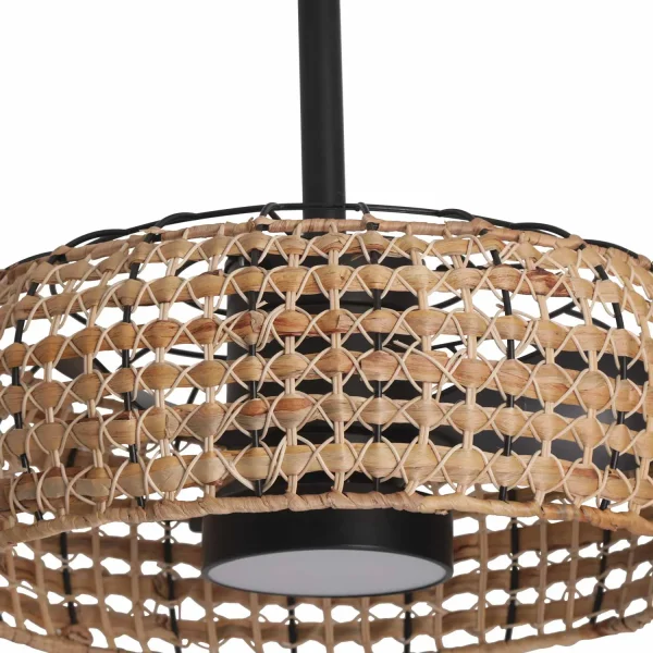 VENTILATORE DA SOFFITTO LED 18W 3000-6000K SCHERMO IN RATAN NOIR WAIKIKI VENTILATORE DA SOFFITTO LED 18W 3000-6000K SCHERMO IN RATAN NOIR WAIKIKI