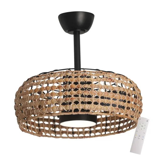 VENTILATORE DA SOFFITTO LED 18W 3000-6000K SCHERMO IN RATAN NOIR WAIKIKI