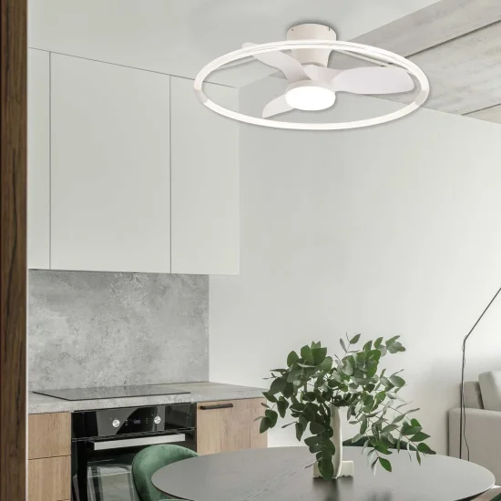 VENTILATORE DA SOFFITTO STILE PLAFONIERA LED 40W 3000-6000K 3 PALE BIANCO PIETRO 2