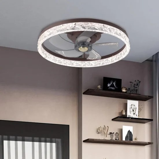 VENTILATORE DA SOFFITTO STILE PLAFONIERA LED 30W 3000-6000K 5 PALE NERO ROCHELLE 2