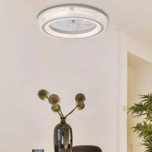 VENTILATORE DA SOFFITTO STILE PLAFONIERA LED 48W 3000-6000K 5 PALE BIANCO GLIMMER VENTILATORE DA SOFFITTO STILE PLAFONIERA LED 48W 3000-6000K 5 PALE BIANCO GLIMMER
