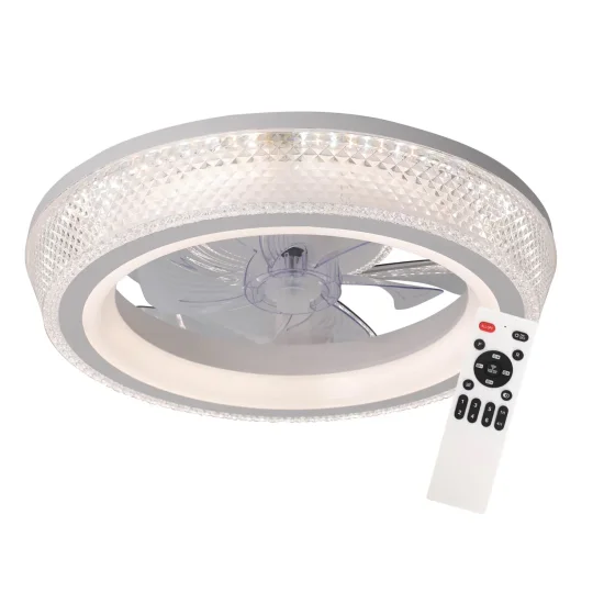 VENTILATORE DA SOFFITTO STILE PLAFONIERA LED 48W 3000-6000K 5 PALE BIANCO GLIMMER