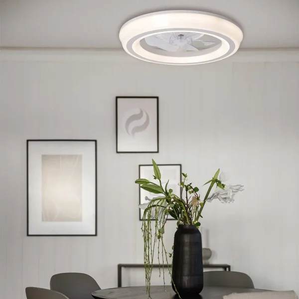 VENTILATORE DA SOFFITTO STILE PLAFONIERA LED 48W 3000-6000K 5 PALE BIANCO CLARISSE VENTILATORE DA SOFFITTO STILE PLAFONIERA LED 48W 3000-6000K 5 PALE BIANCO CLARISSE