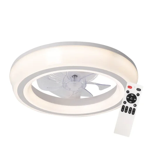 VENTILATORE DA SOFFITTO STILE PLAFONIERA LED 48W 3000-6000K 5 PALE BIANCO CLARISSE
