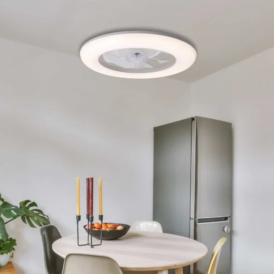 VENTILATORE DA SOFFITTO STILE PLAFONIERA LED 48W 3000-6000K 5 PALE BIANCO ELYSIAN 2