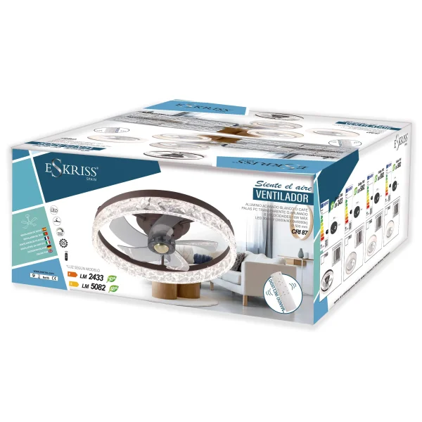 VENTILATORE DA SOFFITTO STILE PLAFONIERA LED 48W 3000-6000K 5 PALE BIANCO GLIMMER VENTILATORE DA SOFFITTO STILE PLAFONIERA LED 48W 3000-6000K 5 PALE BIANCO GLIMMER