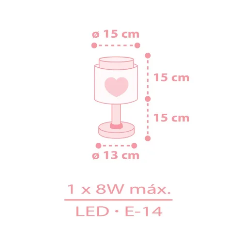 LAMPADA DA TAVOLO BAMBINI CUORE ROSA