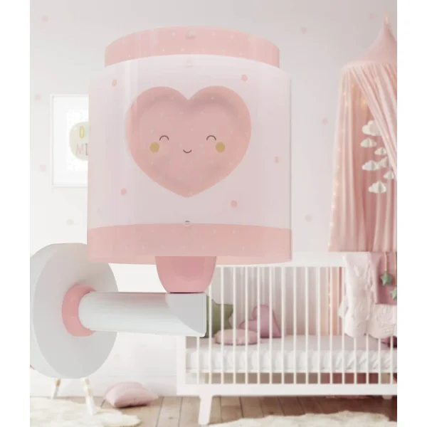 APPLIQUE DA PARETE PER BAMBINI CUORE ROSA APPLIQUE DA PARETE PER BAMBINI CUORE ROSA