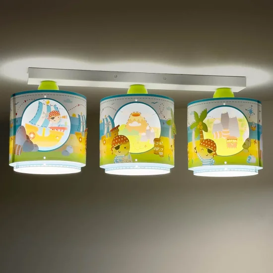 PLAFONNIERE PER BAMBINI 3 LUCI ISOLA PIRATA 2