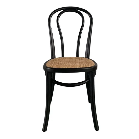 SEDIA IN LEGNO DI BETULLA NERA CON SEDILE IN RATTAN NATURALE AKIRA 2