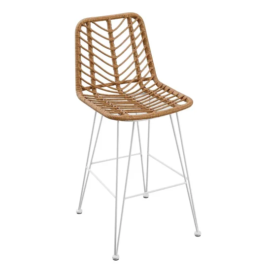 SGABELLO DA GIARDINO ALTO IN RATTAN SINTETICO GAMBE BIANCHE VOLCANO
