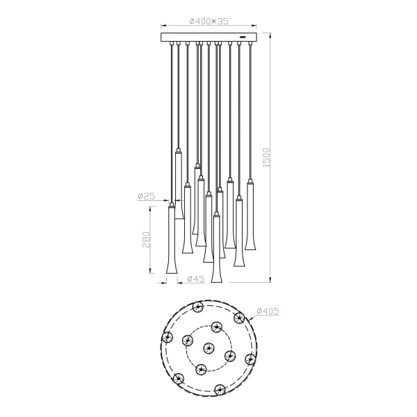 SOSPENSIONE LED 11 LUCI 33W REGOLABILE BASE CIRCOLARE FABIOLA