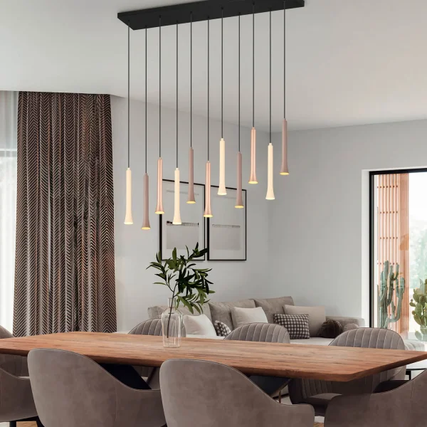 SOSPENSIONE LED 11 LUCI 33W REGOLABILE BASE RETTANGOLARE FABIOLA