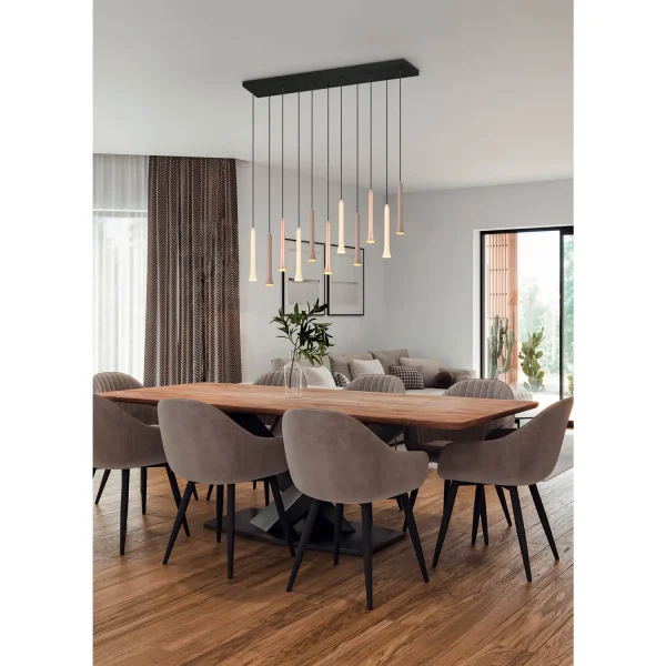 SOSPENSIONE LED 11 LUCI 33W REGOLABILE BASE RETTANGOLARE FABIOLA