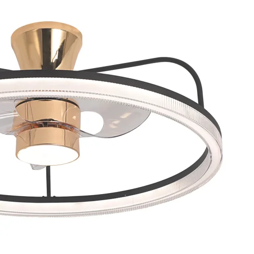 VENTILATORE DA SOFFITTO STILE PLAFONIERA LED 48W 3000-6000K NERO/ORO BENEDICT VENTILATORE DA SOFFITTO STILE PLAFONIERA LED 48W 3000-6000K NERO/ORO BENEDICT