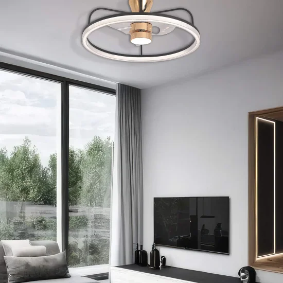 VENTILATORE DA SOFFITTO STILE PLAFONIERA LED 48W 3000-6000K NERO/ORO BENEDICT 2