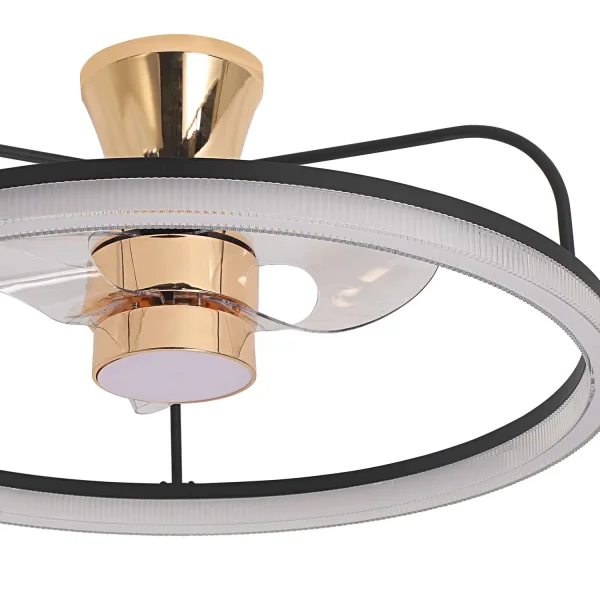 VENTILATORE DA SOFFITTO STILE PLAFONIERA LED 48W 3000-6000K NERO/ORO BENEDICT VENTILATORE DA SOFFITTO STILE PLAFONIERA LED 48W 3000-6000K NERO/ORO BENEDICT