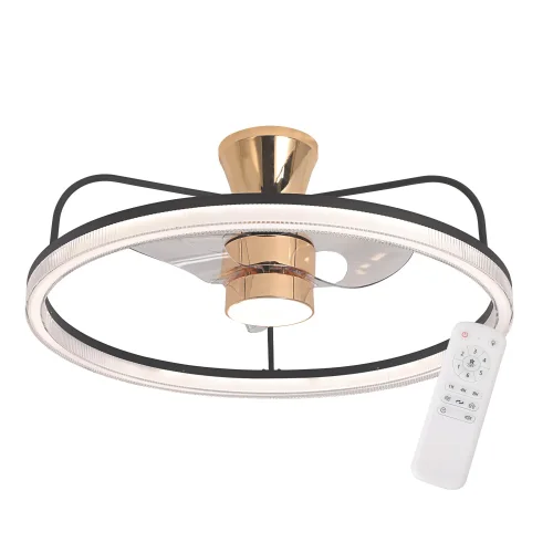 VENTILATORE DA SOFFITTO STILE PLAFONIERA LED 48W 3000-6000K NERO/ORO BENEDICT