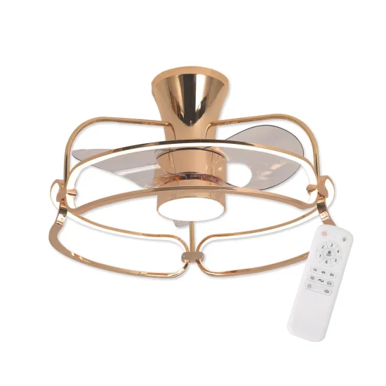 VENTILATORE DA SOFFITTO STILE PLAFONIERA LED 48W 3000-6000K DORATO BENEDICT