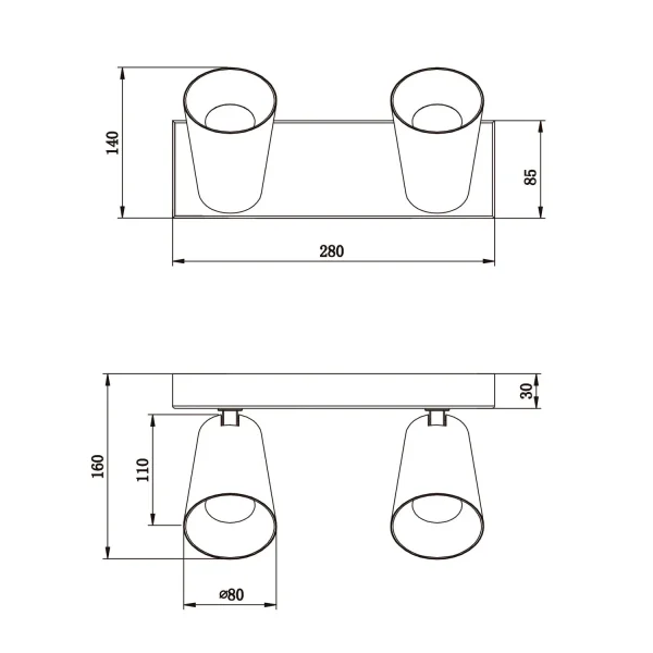 SPOT DA SOFFITTO/PIANO 2 LAMPADE METALLO BIANCO GU10 SILVANO