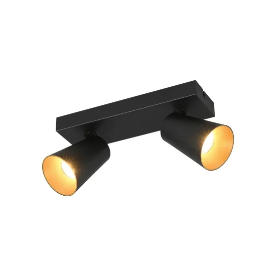 SPOT DA SOFFITTO/ MURO 2 LUCI METALLO NERO GU10 SILVANO