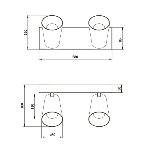 SPOT DA SOFFITTO/ MURO 2 LUCI METALLO NERO GU10 SILVANO