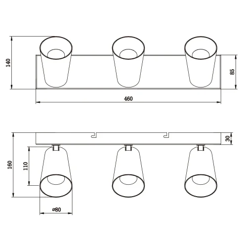 SPOT SOFFITTO/PARETE 3 LUCI METALLO BIANCO GU10 SILVANO
