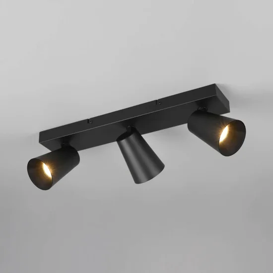SPOT SOFFITTO/PARETE 3 LUCI METALLO NERO GU10 SILVANO 2
