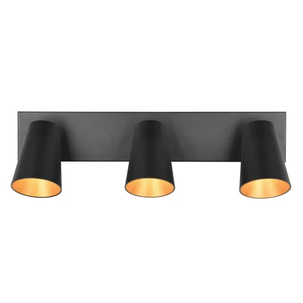 SPOT SOFFITTO/PARETE 3 LUCI METALLO NERO GU10 SILVANO