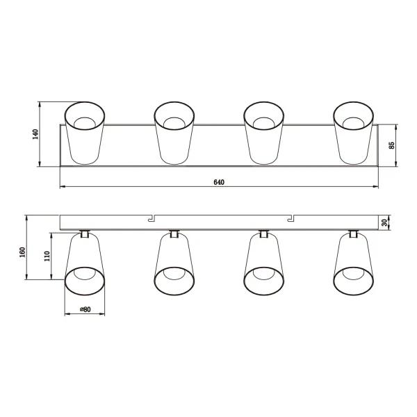 SPOT DA SOFFITTO/PARETE 4 LUCI METALLO BIANCO GU10 SILVANO