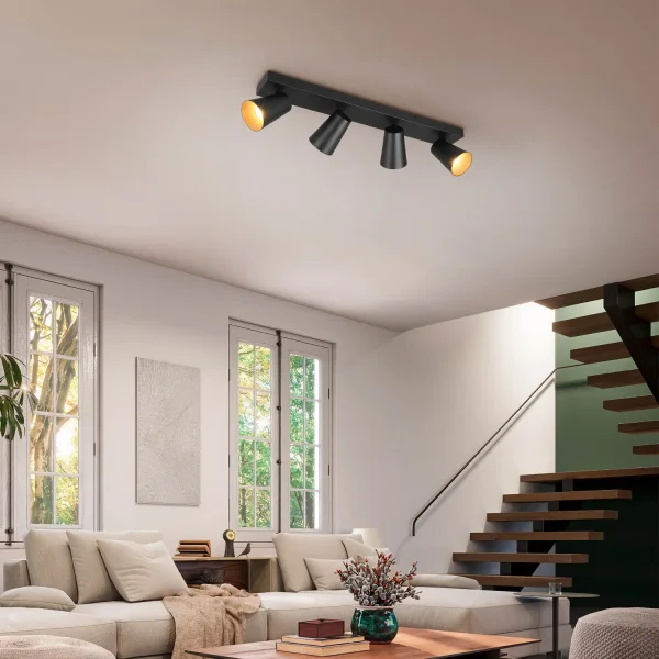 SPOT DA SOFFITTO/PARETE 4 LUCI METALLO NERO GU10 SILVANO