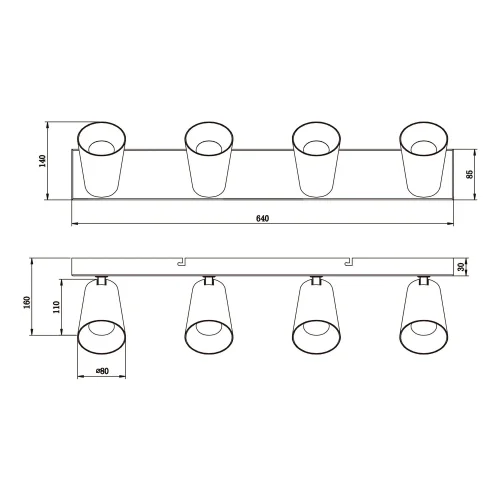 SPOT DA SOFFITTO/PARETE 4 LUCI METALLO NERO GU10 SILVANO