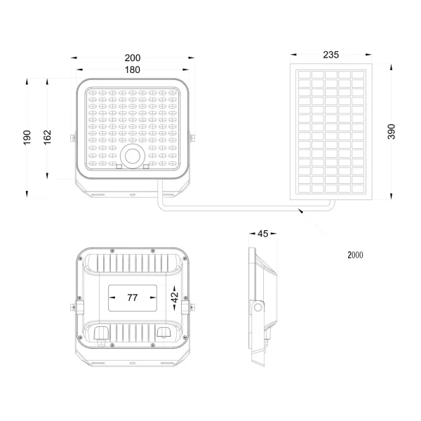 APPLIQUE ESTERNO SOLARE 18W 2600K SENSORE INCLINABILE IP65 ACORUS