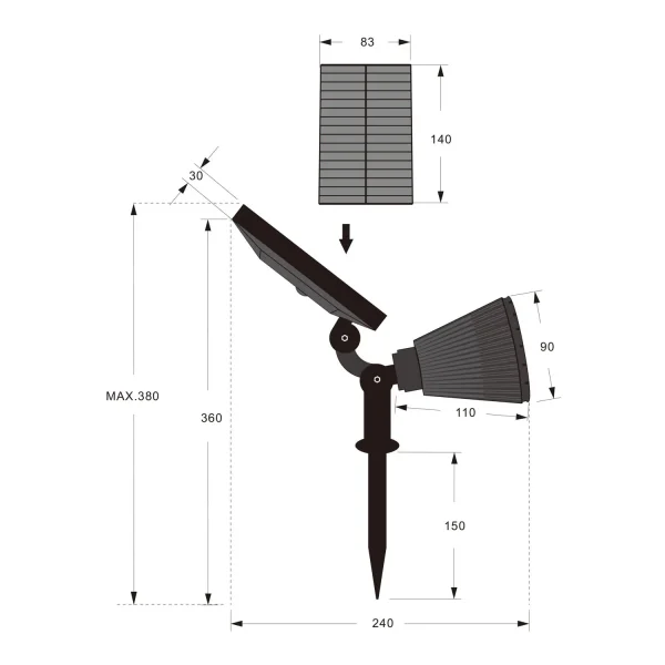 FARO DA ESTERNO SOLARE 1W SENSORE DI OSCURITÀ IP44 RGB FLAX