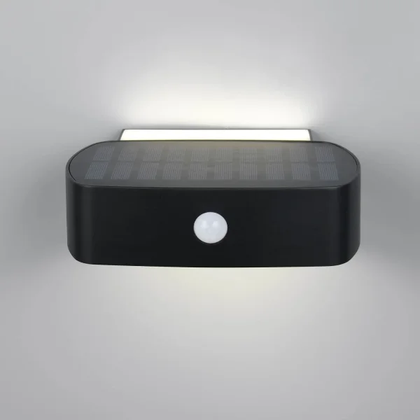 APPLIQUE ESTERNO SOLARE IBRIDO 6W 4000K SENSORE IP44 NERO BEGA APPLIQUE ESTERNO SOLARE IBRIDO 6W 4000K SENSORE IP44 NERO BEGA