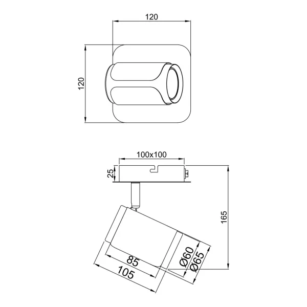 FARETTO DA PARETE/SOFFITTO GU10 METALLO NICKEL OPACO GIADA