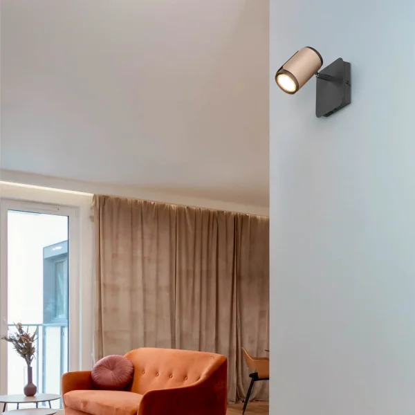 SPOT MURALE/PLAFONIER GU10 METALLO COFFEE GIADA