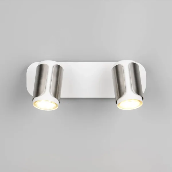 SPOT DA PARETE/PLAFONIERA 2 LUCI GU10 METALLO NICKEL OPACO GIADA