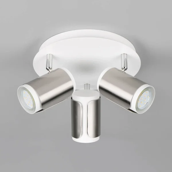 SPOT DA PARETE/SOFFITTO 3 LUCI GU10 METALLO NICKEL SATINATO GIADA