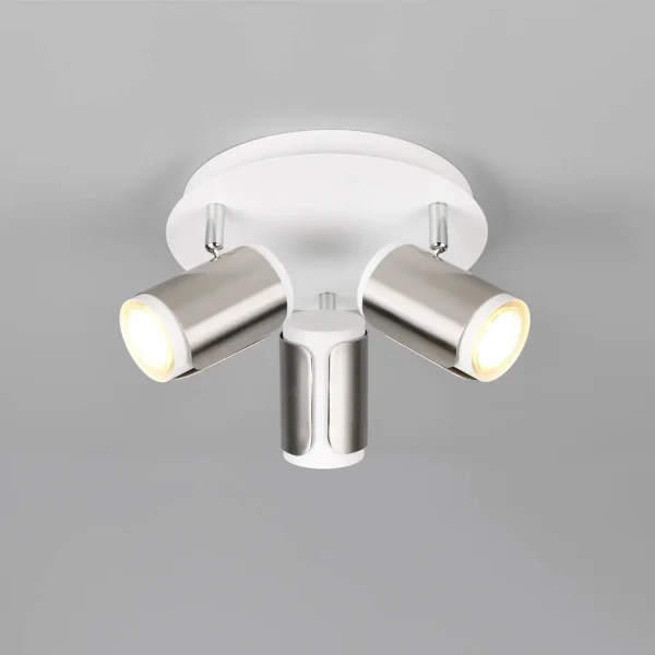 SPOT DA PARETE/SOFFITTO 3 LUCI GU10 METALLO NICKEL SATINATO GIADA