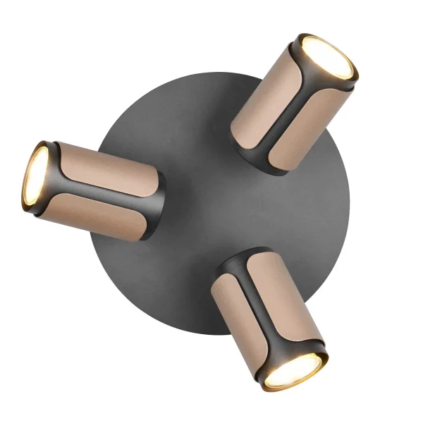 SPOT DA PAREDE/SOFFITTO 3 LUCI GU10 METALLO COFFEE GIADA