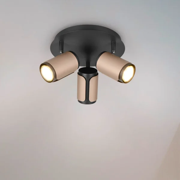 SPOT DA PAREDE/SOFFITTO 3 LUCI GU10 METALLO COFFEE GIADA