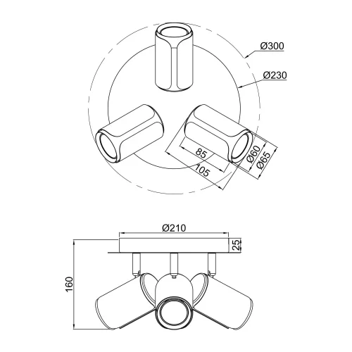SPOT DA PAREDE/SOFFITTO 3 LUCI GU10 METALLO COFFEE GIADA