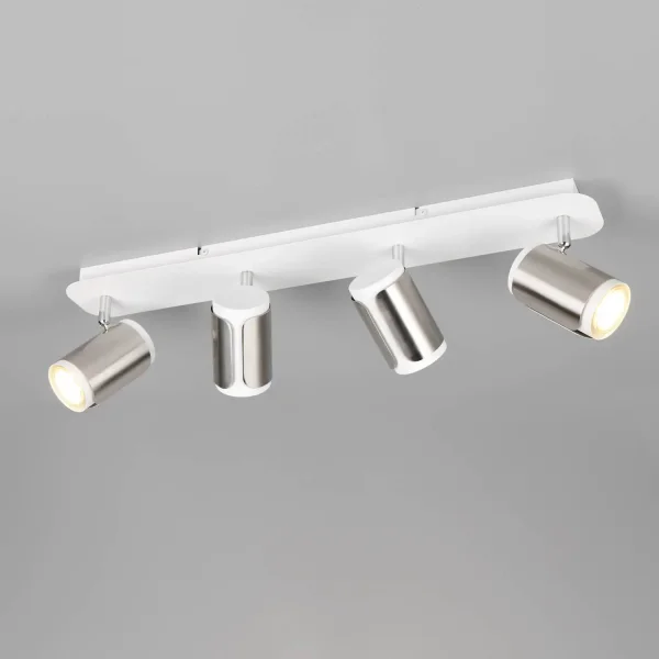 SPOT DA PARETE/SOFFITTO 4 LUCI GU10 METALLO NICKEL OPACO GIADA