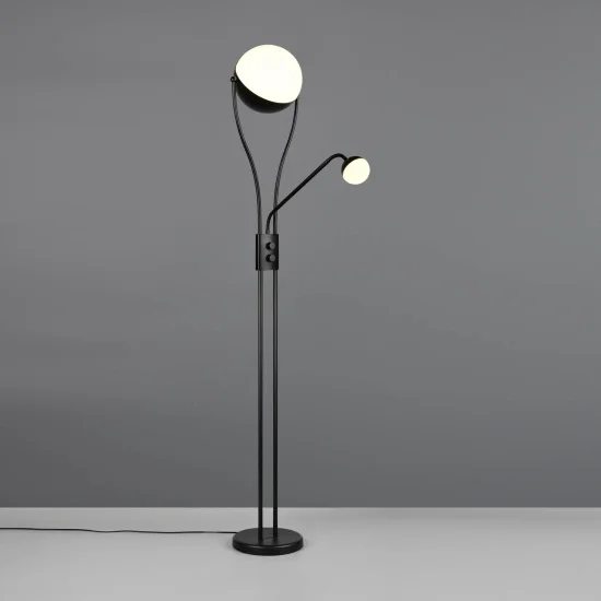 LAMPADA DA TERRA LED 18W+3,8W 3000K METALLO NERO CASCATA 2
